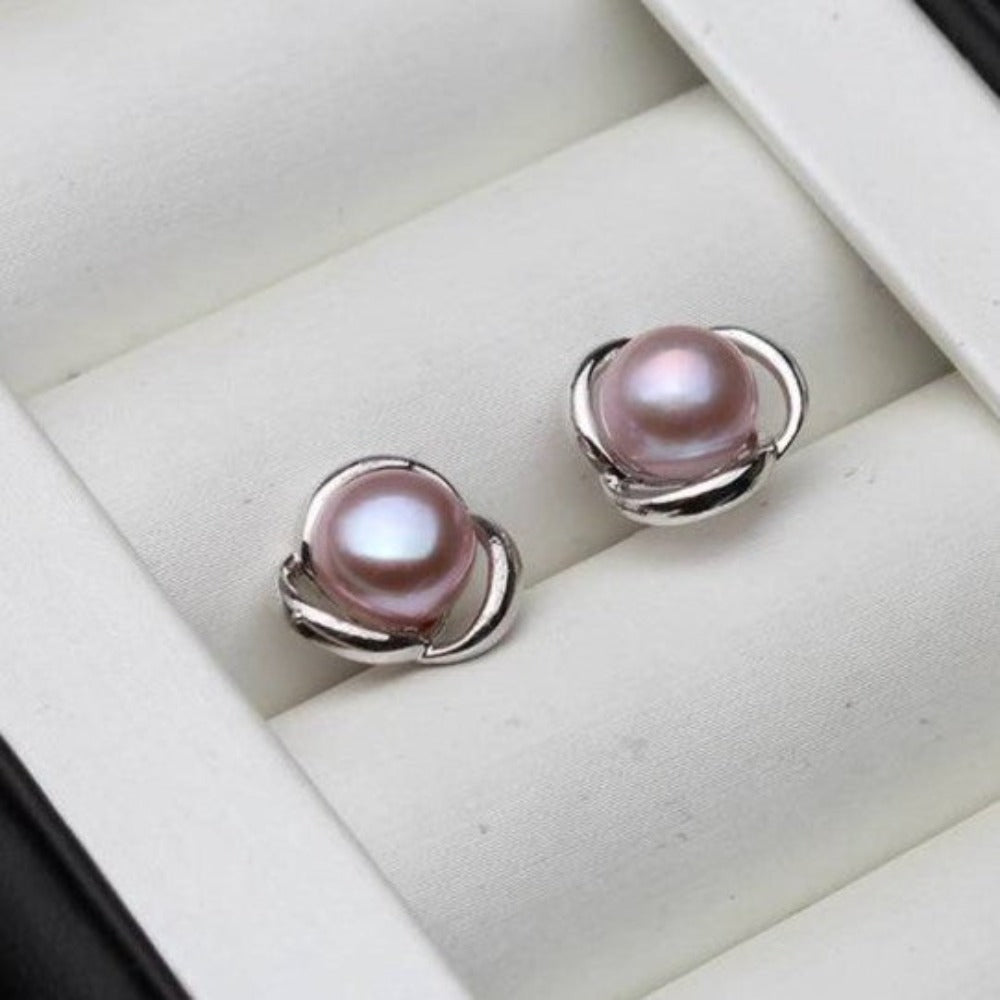 Genuine Freshwater Pearl Classic Swirl Stud Earrings-2
